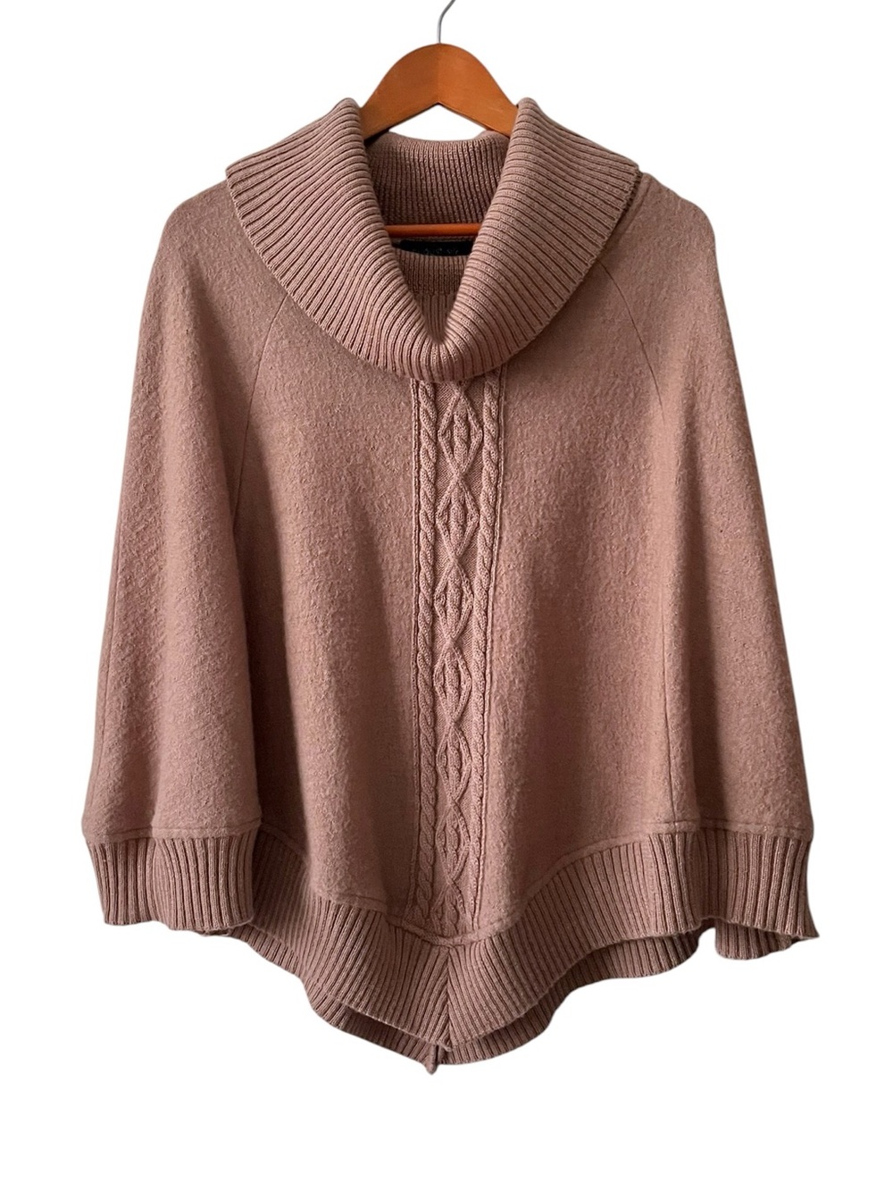 August Silk Cowl Neck Poncho Cape Sweater
